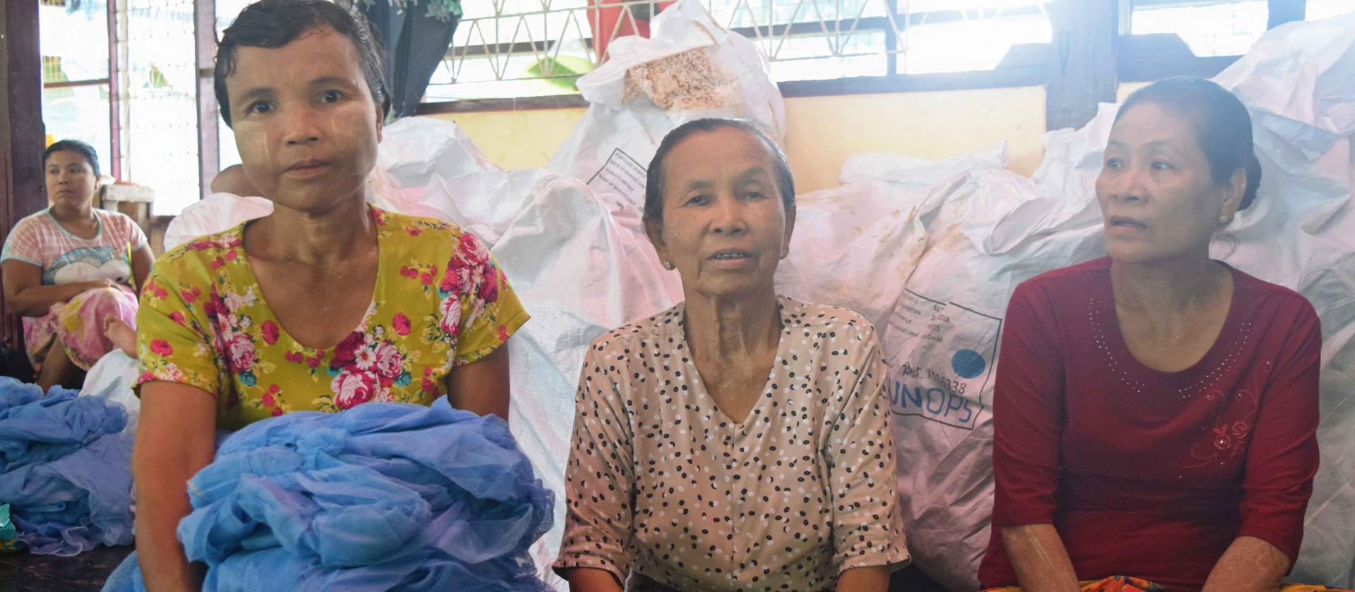 Thanks to the LLINs mass distribution by Nyaung Lay Pin VBDC team and health staff, villagers can enjoy healthier lives and improved efficiency at work. Many no longer suffer from malaria thanks to the LLINs they received free of charge with Global Fund support. In the photo, villager Daw Than Cho with LLINs she has received. Photo: UNOPS Thanks to the LLINs mass distribution by Nyaung Lay Pin VBDC team and health staff, villagers can enjoy healthier lives and improved efficiency at work. Many no longer suffer from malaria thanks to the LLINs they received free of charge with Global Fund support. In the photo, villager Daw Than Cho with LLINs she has received. Photo: UNOPS