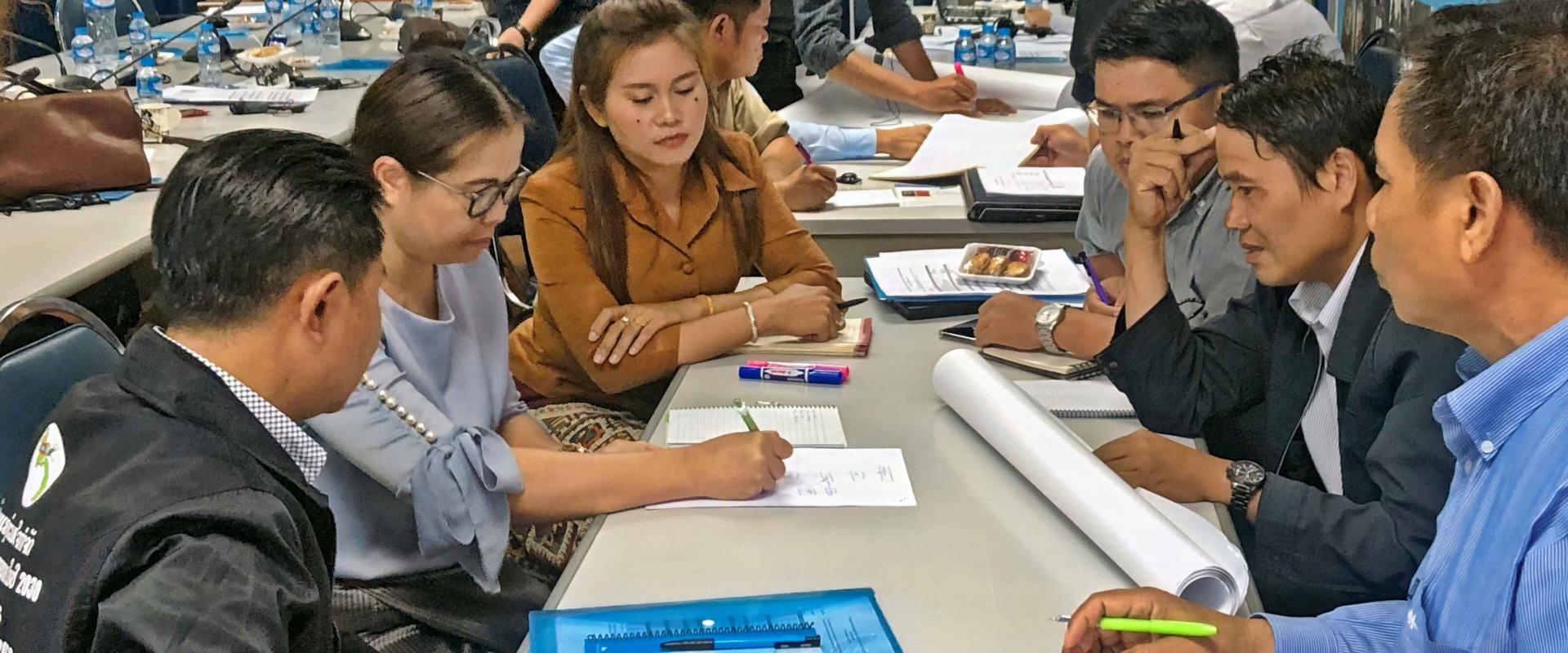 Group work in progress during the training in Lao PDR Photo: UNOPS Group work in progress during the training in Lao PDR