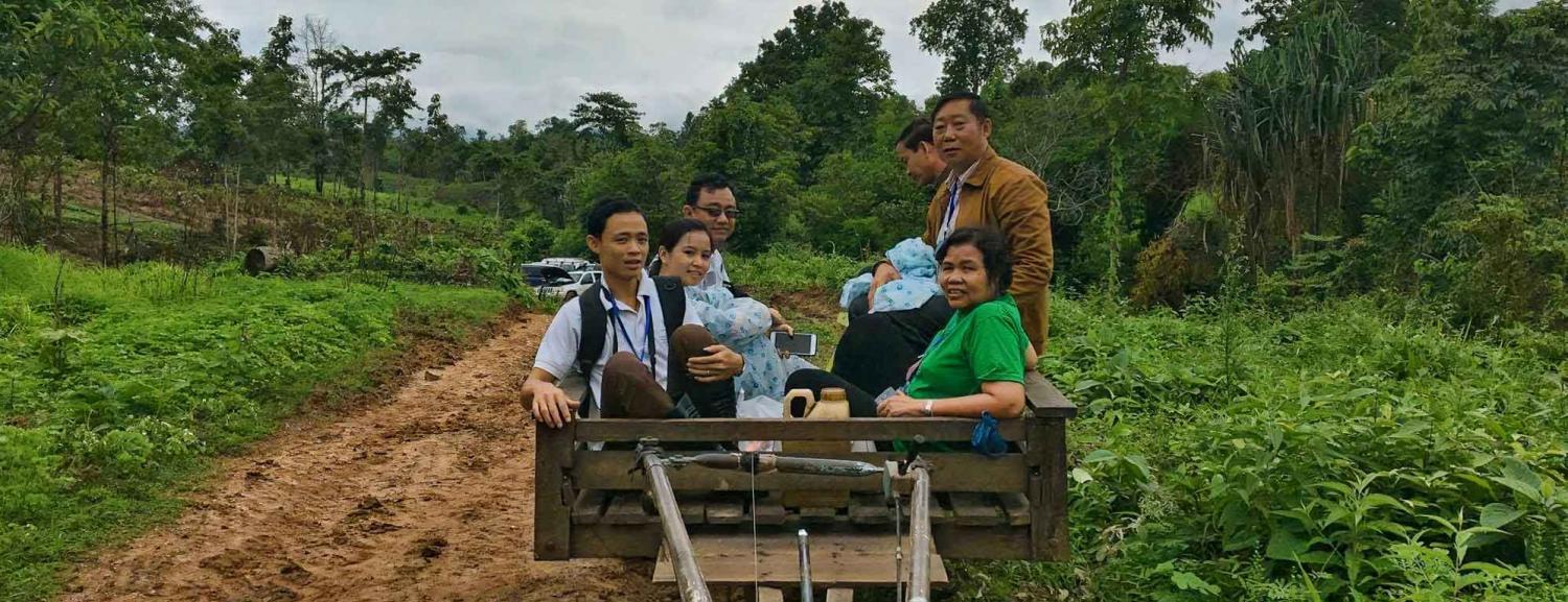 RAI2E partners on a field monitoring visit, which provides an opportunity for them to understand the practical implementation of the programme, Kayin State, Myanmar.  Photo: UNOPS
